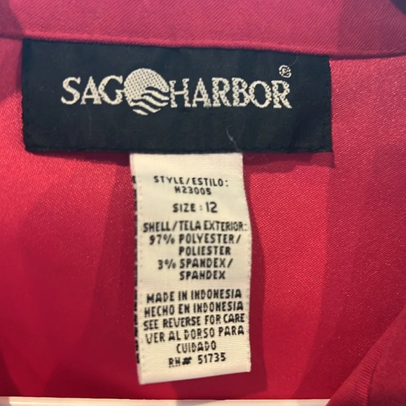 Sag Harbor size 12 pink suede like button down top - Picture 2 of 7